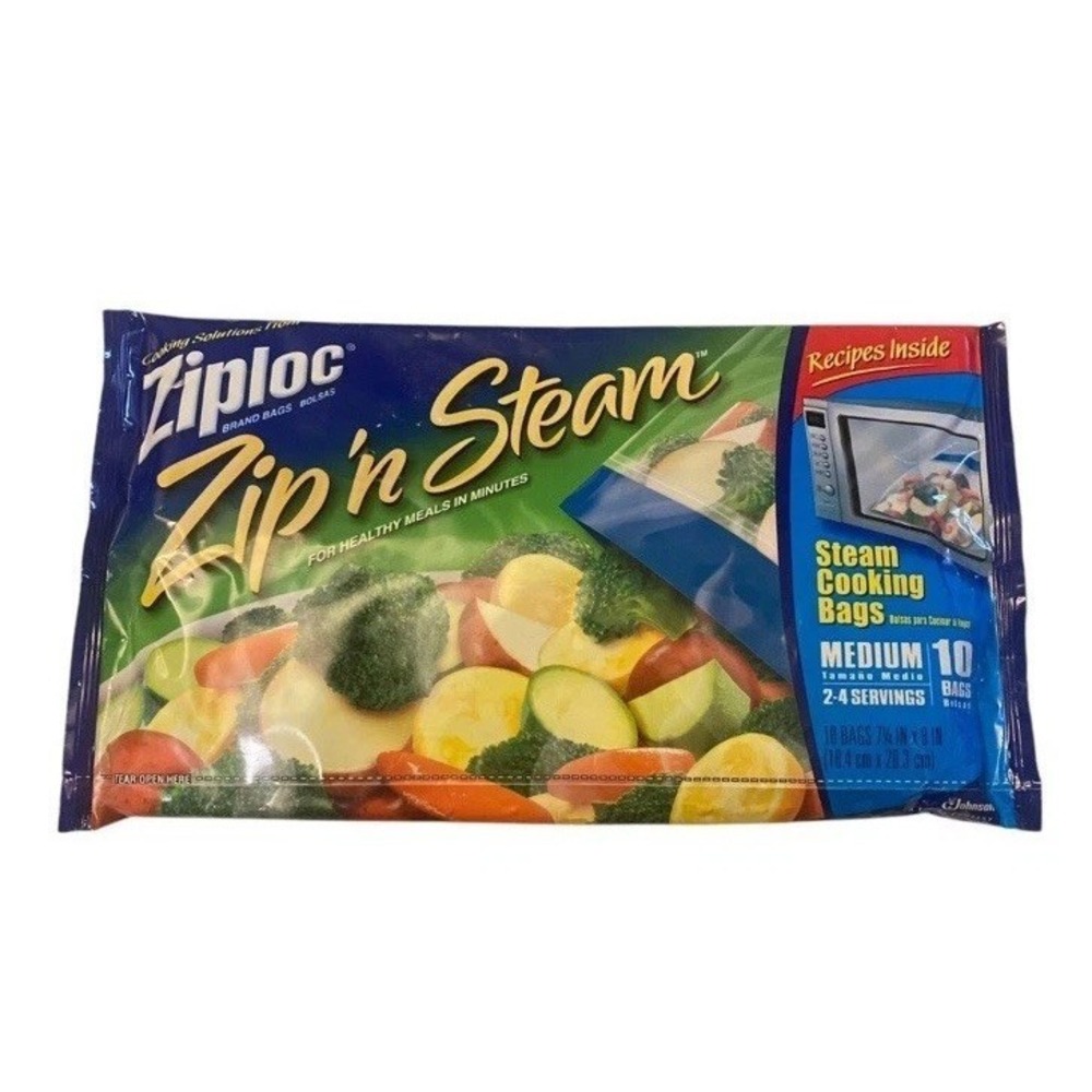 Ziploc Zip 'N‎ Steam Medium Cooking Bag, Microwave, Pack of 10, Discontinued